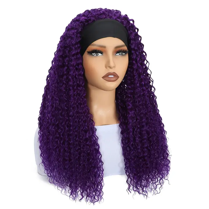 Perruque bandeau violette pour femme avec ligne de cheveux naturelle