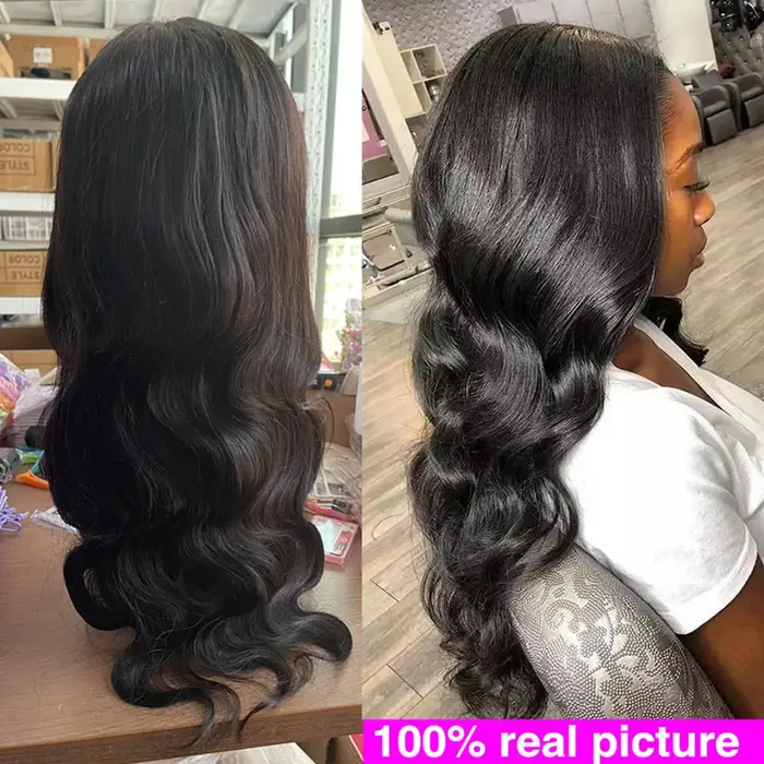 Perruque Lace Closure Wig Body Wave Naturelle Transparente, Cheveux Humains, 13x4, 13x6, 30, 32, 34,