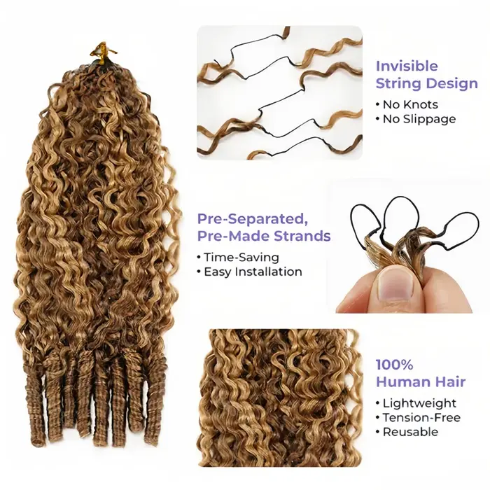 Cheveux humains bouclés birmanes en vrac pour tresses, avec pointes bouclées en spirale, blond P4/27