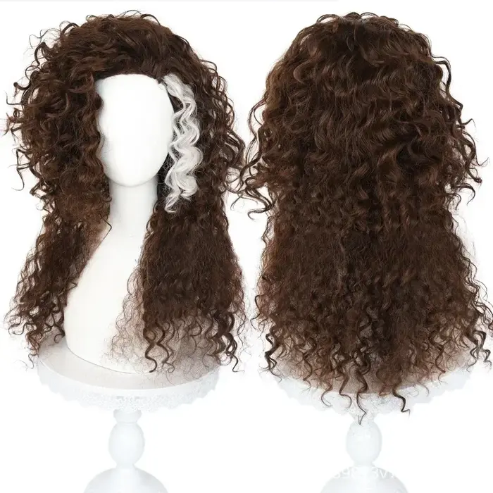 Personnage du Film Bellatrix Lestrange Disfraz longue perruque ondulée mixte marron