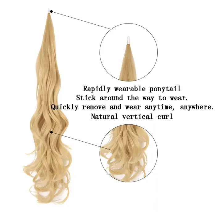 Extensions de queue de cheval synthétique pour femmes, fausse queue de cheval blonde, postiches, 26 