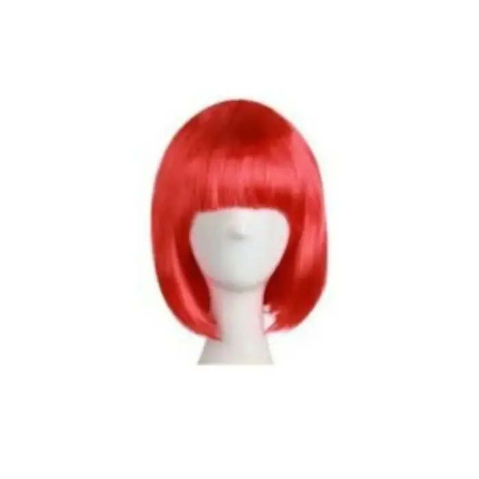Perruque Synthétique Courte et Lisse avec Frange pour Femme