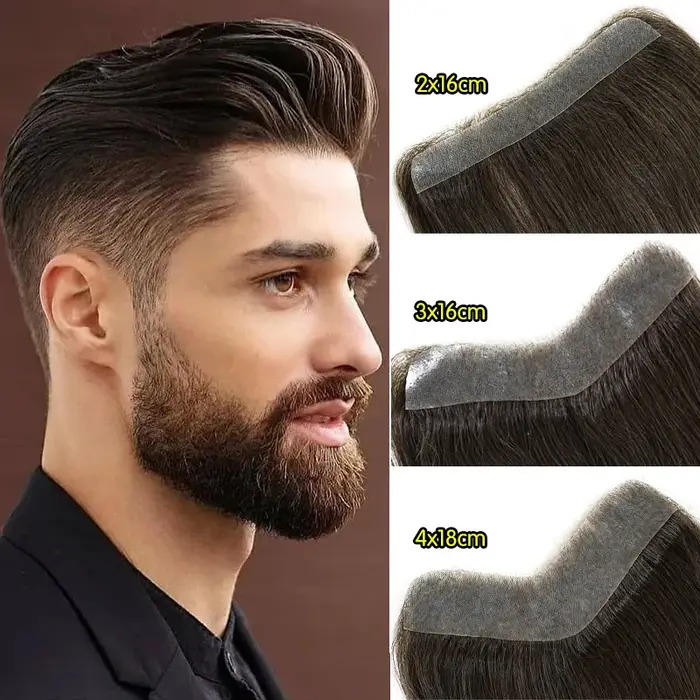 15cm 100% cheveux humains toupet droit Style V ligne