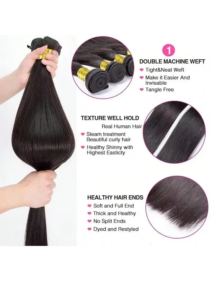 Extensions de cheveux vierges brésiliens lisses non traités
