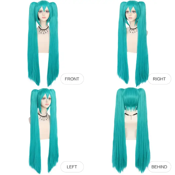 Perruque verte synthétique Cosplay vert sarcelle