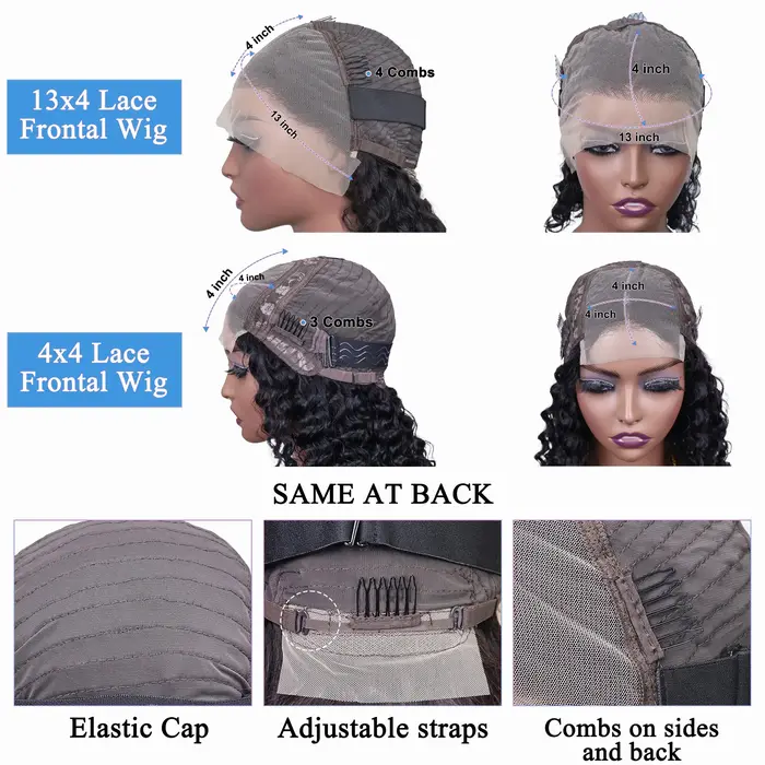 Perruques Courtes Bob Bouclées Brésiliennes 13x4 HD Lace Frontal
