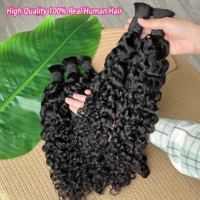 Cheveux humains en vrac bruts pour tresser en gros birmans bouclés Boho tresses Extensions