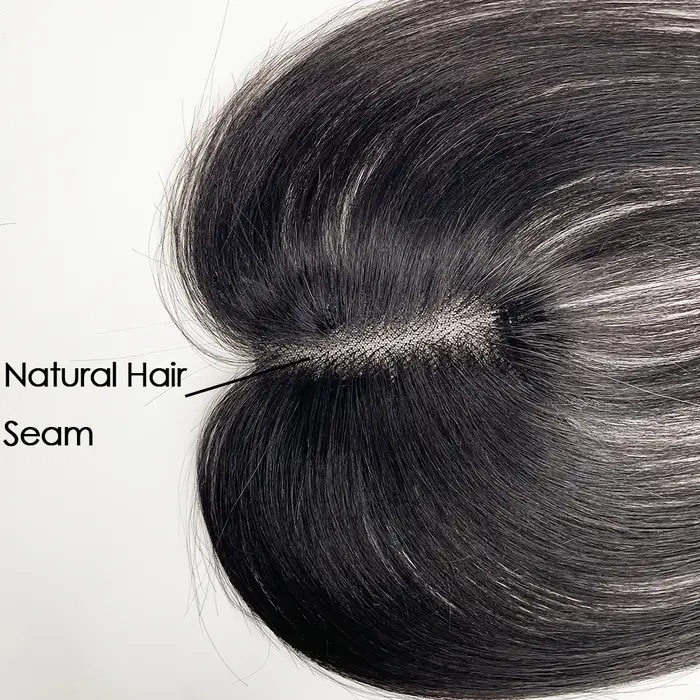 Topper de cheveux humains avec frange de rideau