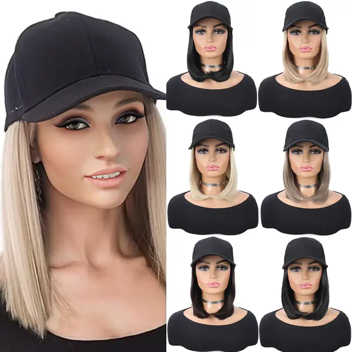 Casquette de Baseball avec Extensions de Cheveux Synthétiques