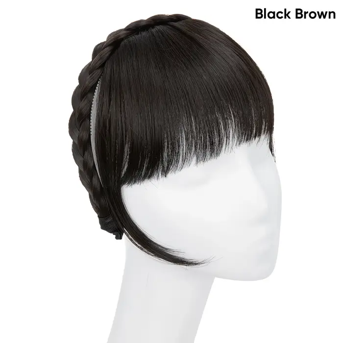 Extension de frange de bandeau synthétique, faux cheveux, frange émoussée avec côtés longs pour femm