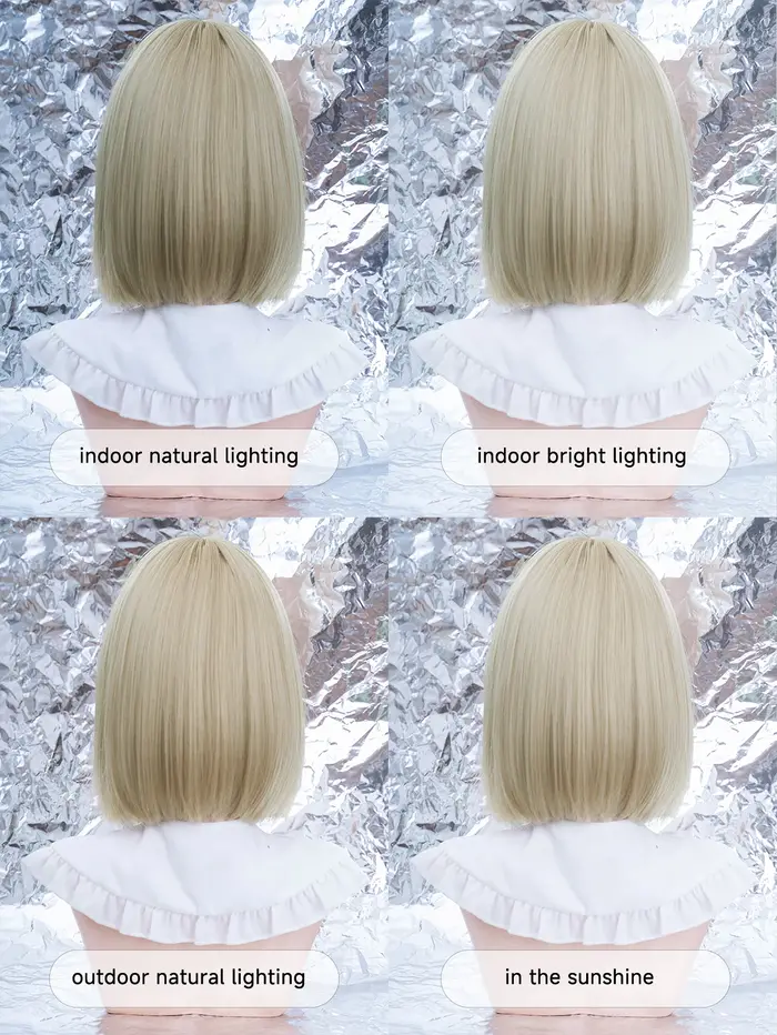 Perruque synthétique Blonde de Style européen de 12 pouces avec frange