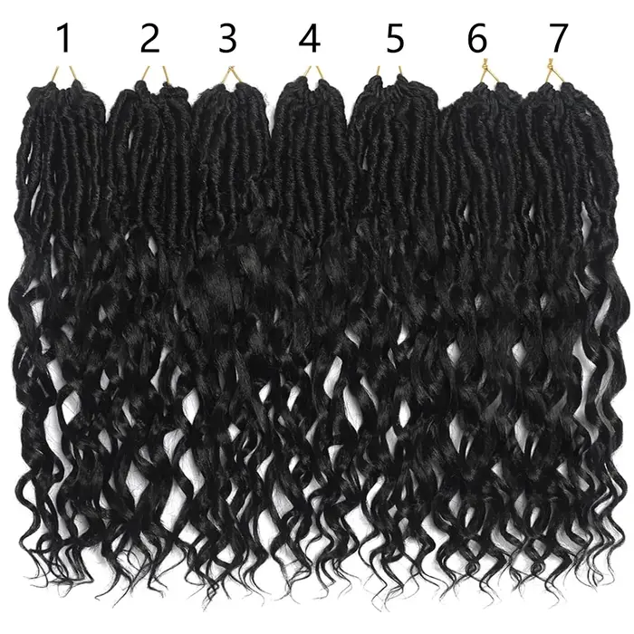 Faux Locs profonds Crochet cheveux pour femmes noires 7 paquets pré-bouclés déesse Locs Crochet chev