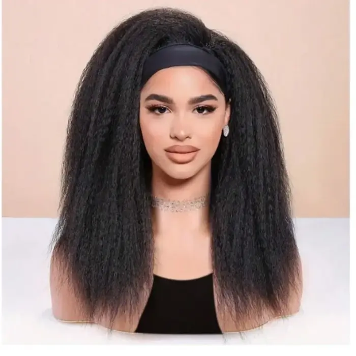 Perruques de cheveux longs et crépus lisses pour femmes noires