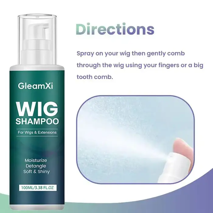 Shampooing pour perruques GleamXi, nettoyage doux, hydratant, pour perruques synthétiques et en cheveux humains, soin et entretien, 100 ml