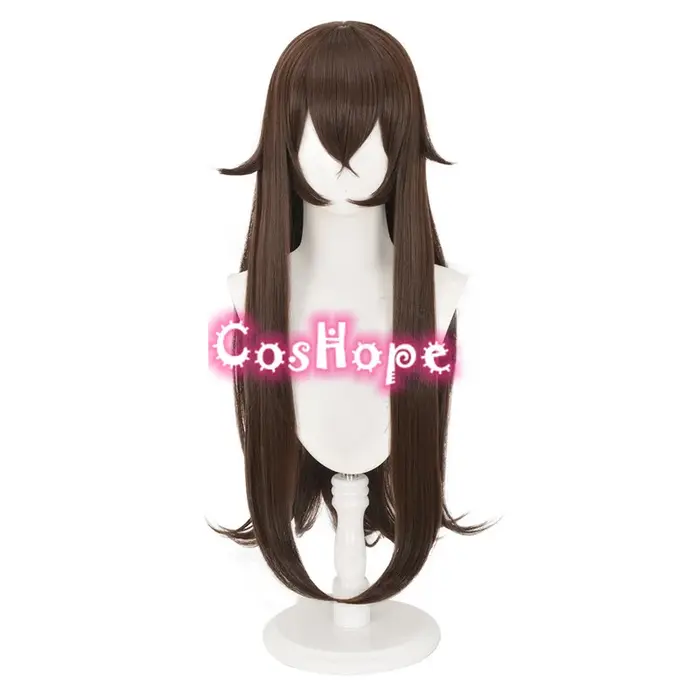 Perruque de Cosplay Synthétique Ambre, Longue Droite, Marron, 80cm, Anime, Degré de Chaleur