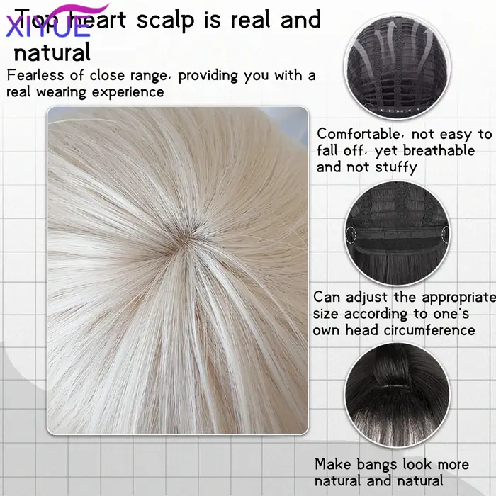 Perruque synthétique à tête de mulet Blonde, longue et lisse, moelleuse, Lolita Cosplay, résistante