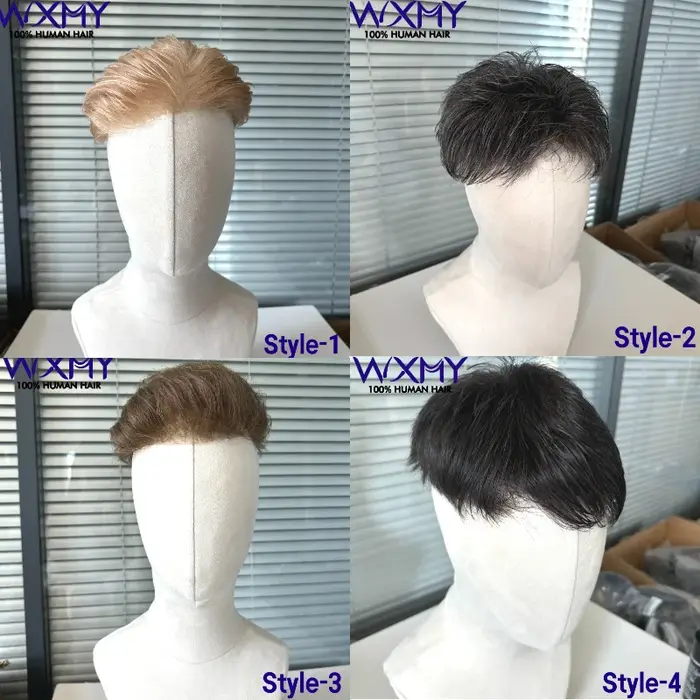 Toupet hommes 0.08-0.10mm Base de peau Durable homme perruque mâle cheveux prothèse coupe de cheveux