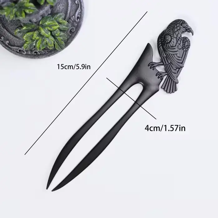 1 épingle à cheveux vintage (avec décoration corbeau viking)
