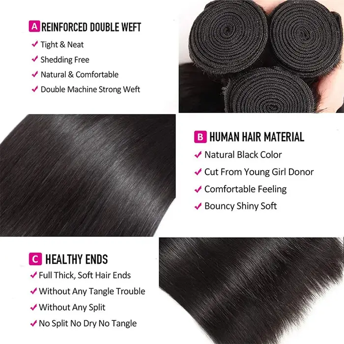Tissage Humain Hair Lisse 28 30 32 Pouces Extensions Cheveux Humains Brésiliens Soldes Cheveux Natur