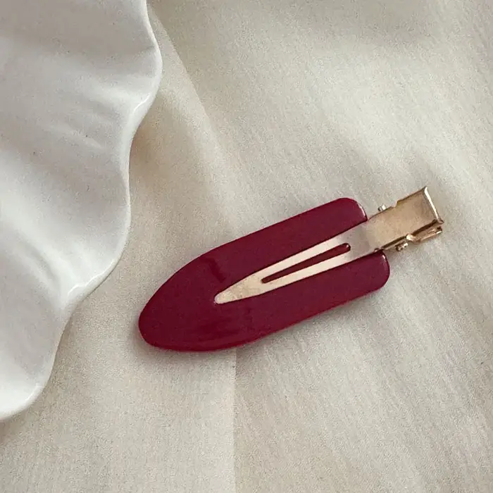 Pince à bec de canard avec nœud rouge vin, pince à bec de canard, accessoires pour cheveux, doux, ré