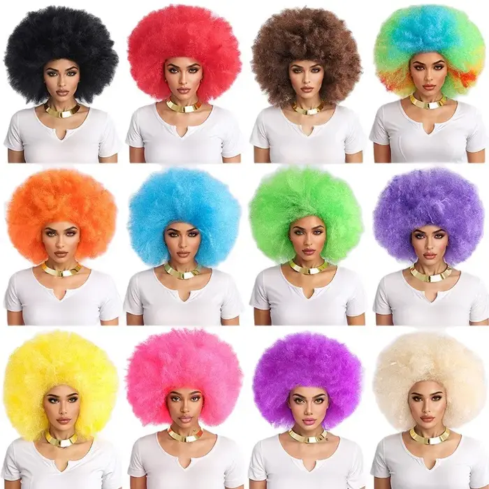 Perruque tête d'explosion africaine 12 couleurs perruque en fibres synthétiques