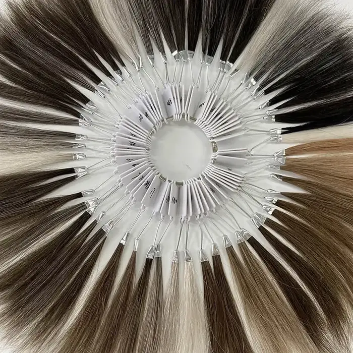 Anneau de couleur de cheveux humains de 61 couleurs pour le salon de toupet des hommes