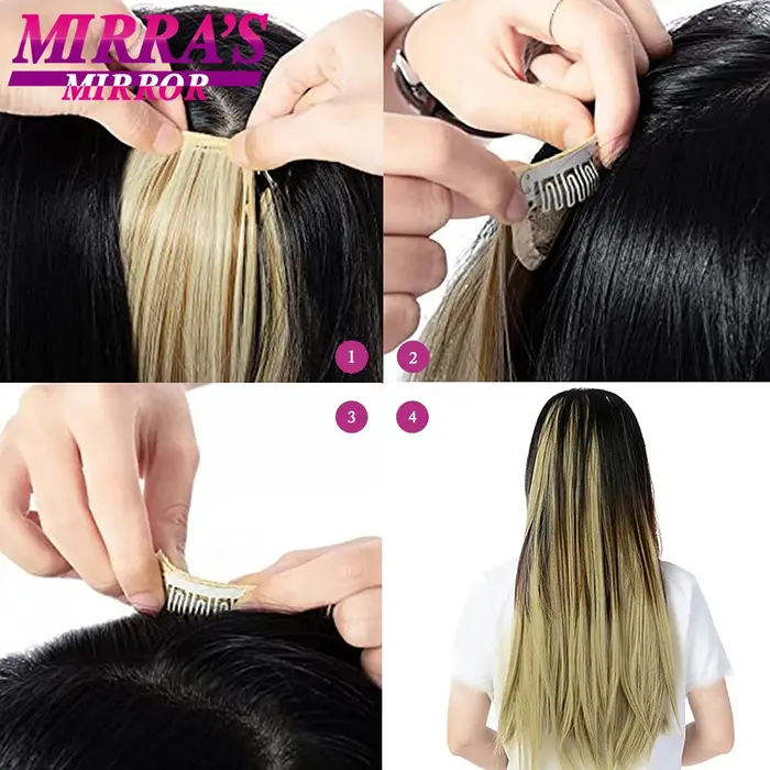 Extensions de Cheveux Synthétiques Longs et Lisses