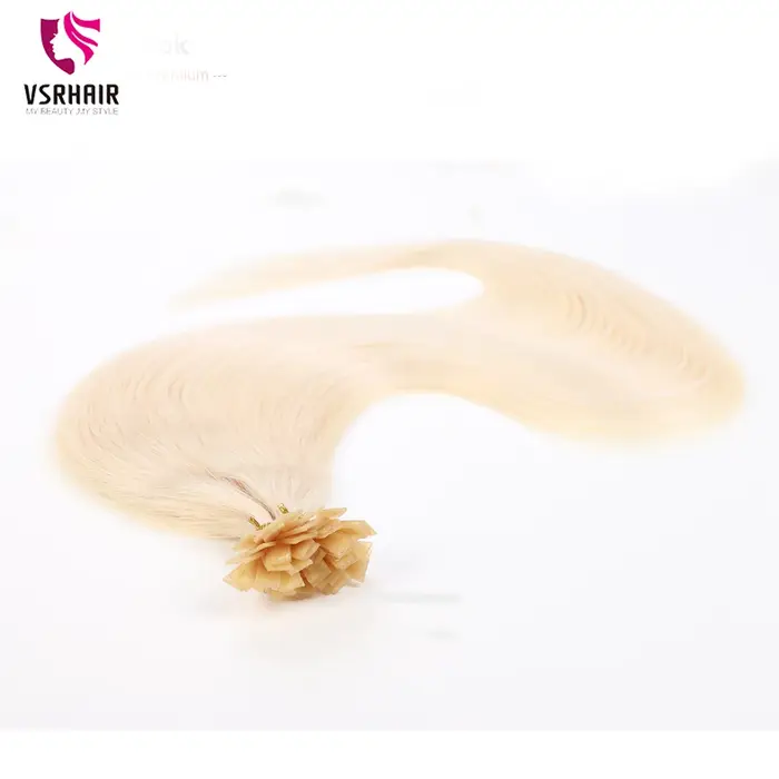 KTKerBrian-Extensions de Cheveux Naturels Remy à Pointe Plate, Blond Platine, 60cm, 50 Pièces/Paquet