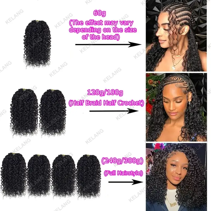 Extensions de cheveux bouclés crépus en plumes