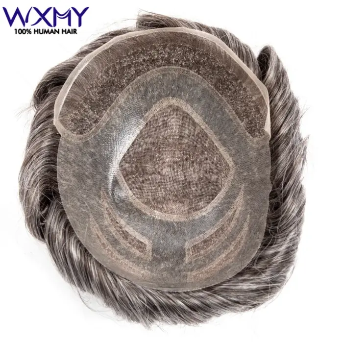 Toupet hommes perruque mâle cheveux prothèse Versalite Mono & Pu avec suisse dentelle avant 100% per