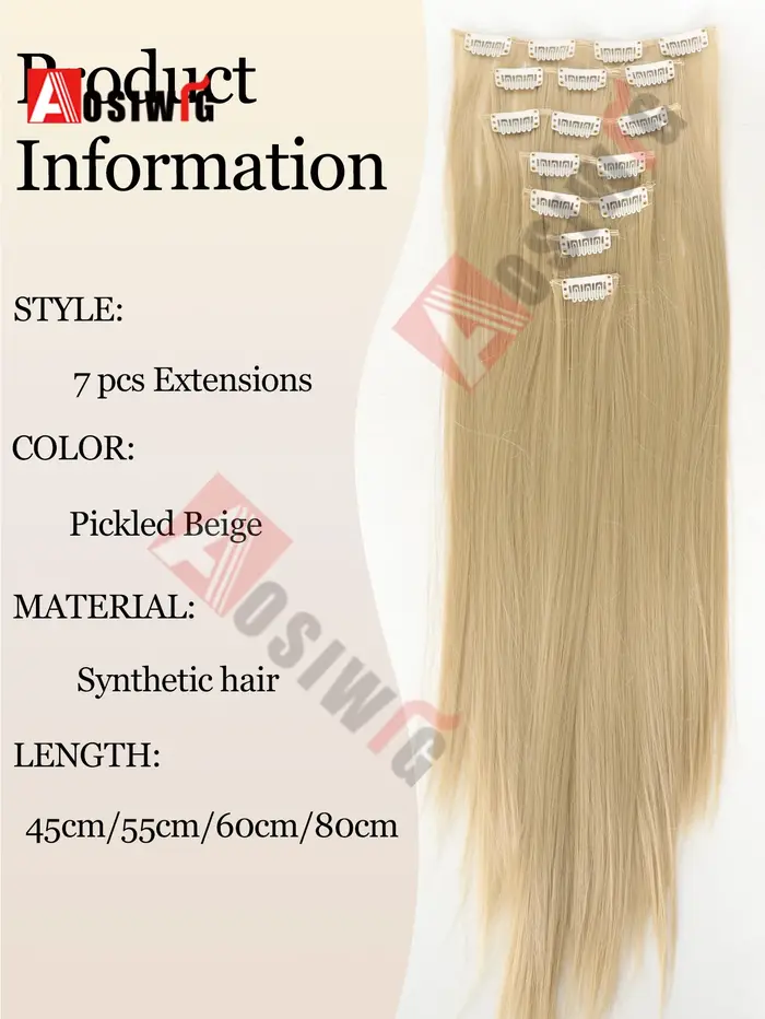 Extensions de cheveux synthétiques longs et lisses