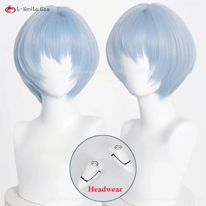 Haute qualité Anime EVA 100 cm de Long Ayanami Rei Cosplay perruque Cyan bleu cheveux bouclés résistant à la chaleur