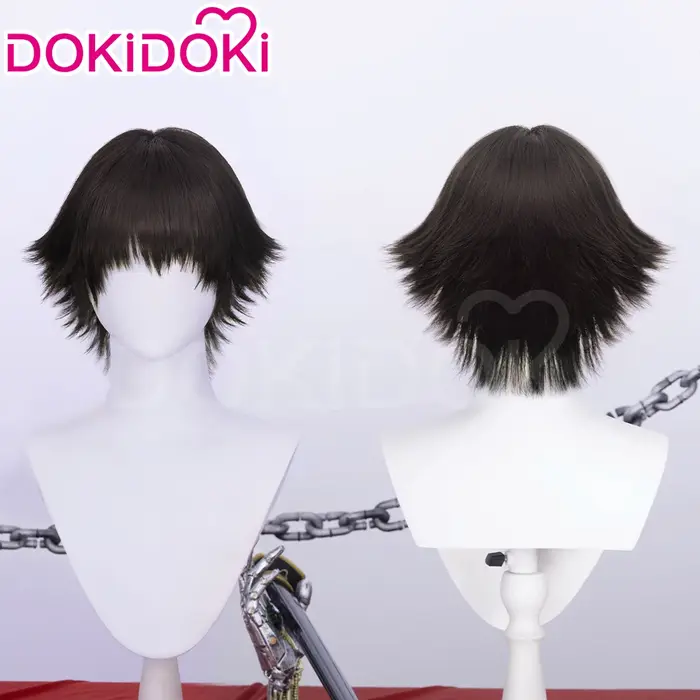 Perruque Dante Vergil V Lady Nico Trish pour Cosplay de jeu DokiDoki, cheveux gris argenté et blancs, collier Mary Dante