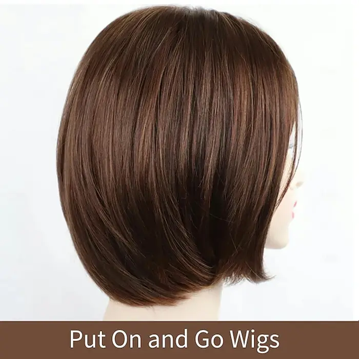 HAIRJOY – perruque Bob synthétique courte brune avec frange pour femmes