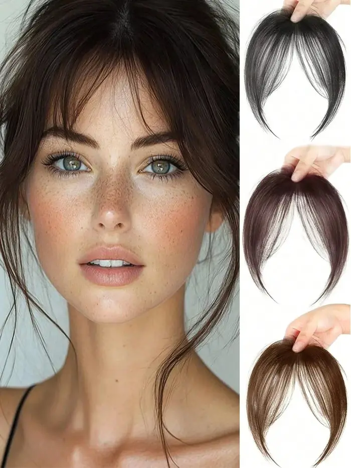Synthèse perruque partie centrale frange Extensions de cheveux pince devant naturel sans couture français Oblique