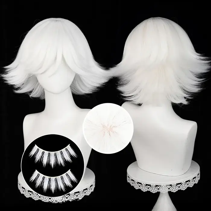 Mi Zu Ki Cosplay perruques courte blanc Mizuki