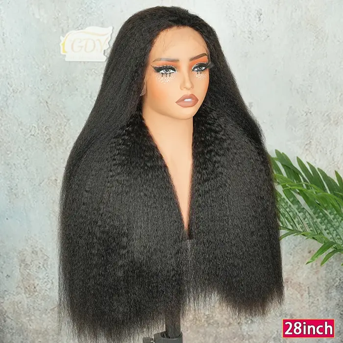 Perruque Lace HD 13x4 Double Drawn Kinky Straight en Cheveux Humains Vierges Bruts