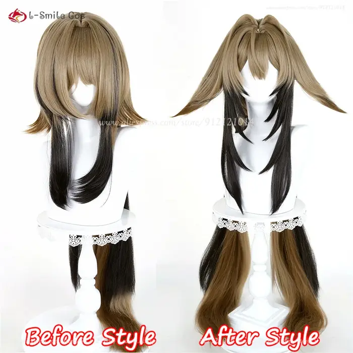 ZZZ Ye Shunguang Cosplay perruque lin mélange marron 90 cm perruques pour femmes
