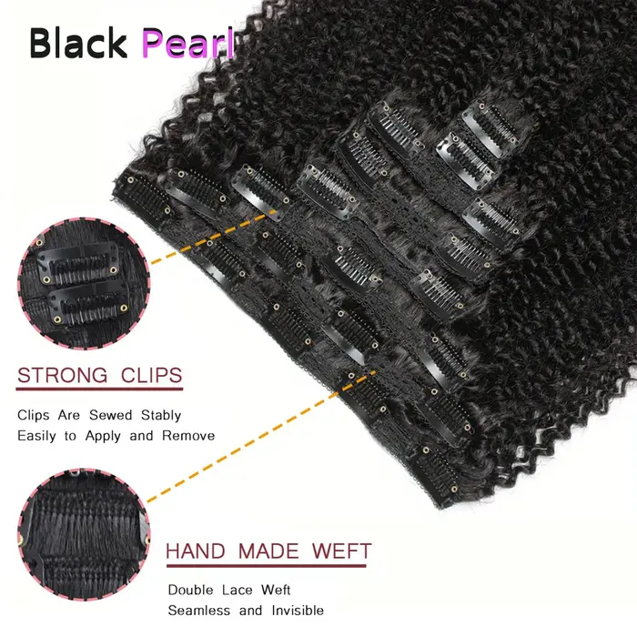 Extensions de cheveux bouclés à clipser Black Pearl Jerry Curly