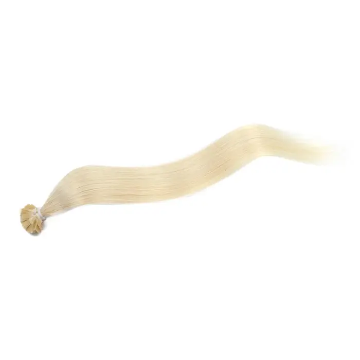 Extensions de cheveux humains blond platine à pointe plate