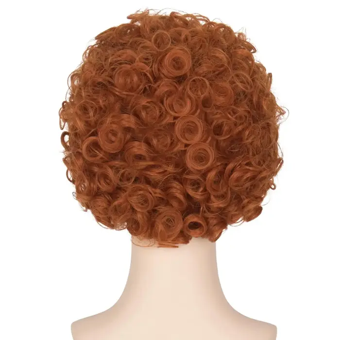 Perruque Courte Bouclée Rouge Orange pour Femme