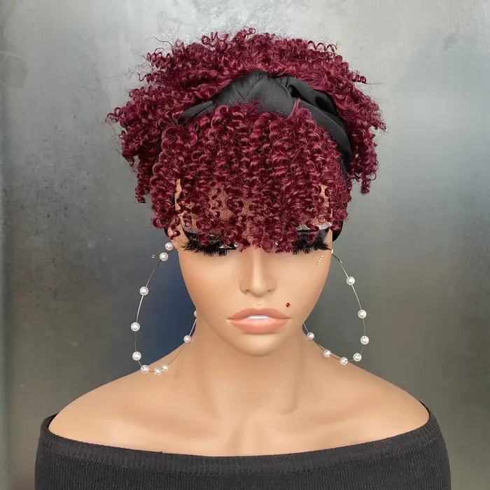 Perruque bandeau faite à la Machine de cheveux humains Remy avec des perruques Afro bouclées