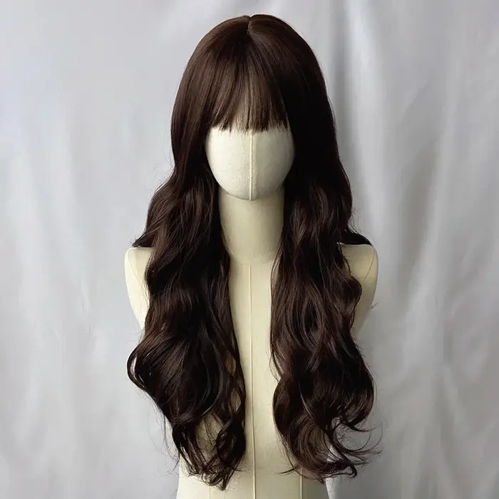 Perruque synthétique rouge de 26 pouces avec grandes vagues pour cosplay d'Halloween, costume quotid