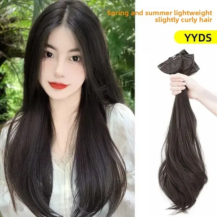 Extensions de perruque trois pièces cheveux longs et raides réalistes pour femmes