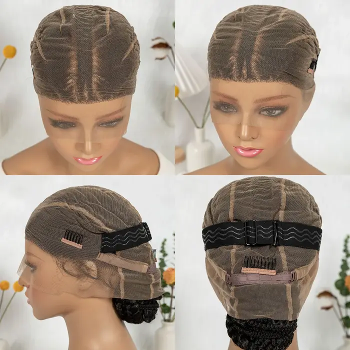 Perruque tressée Lace Front Cornrow, tresses synthétiques Box Braids, perruque chignon haut avec baby hair pour femmes africaines, fibre résistante à la chaleur