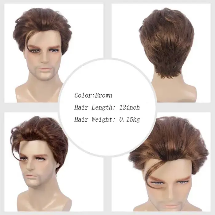 MSIWIGS – perruque synthétique courte et lisse pour hommes