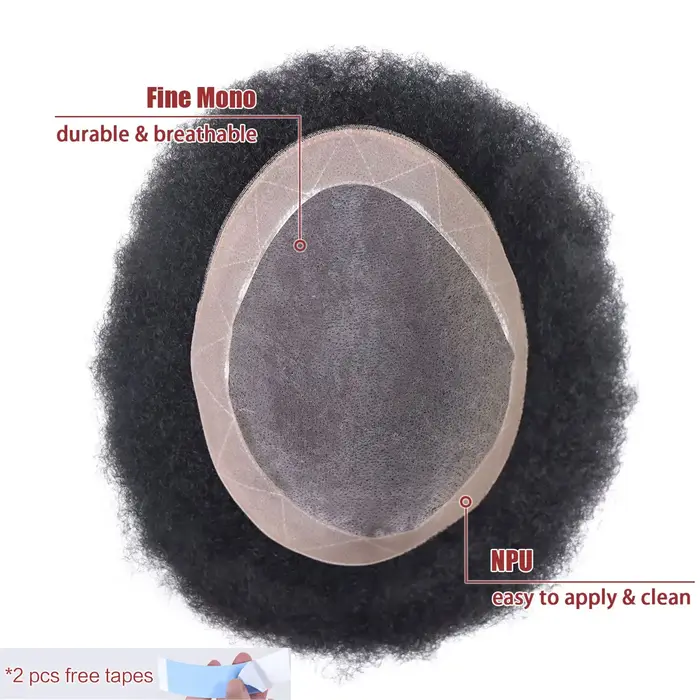Perruque Afro Kinky Curly Full Lace pour Homme, Toupet en Cheveux Humains, Lace PU Around, Perruque 