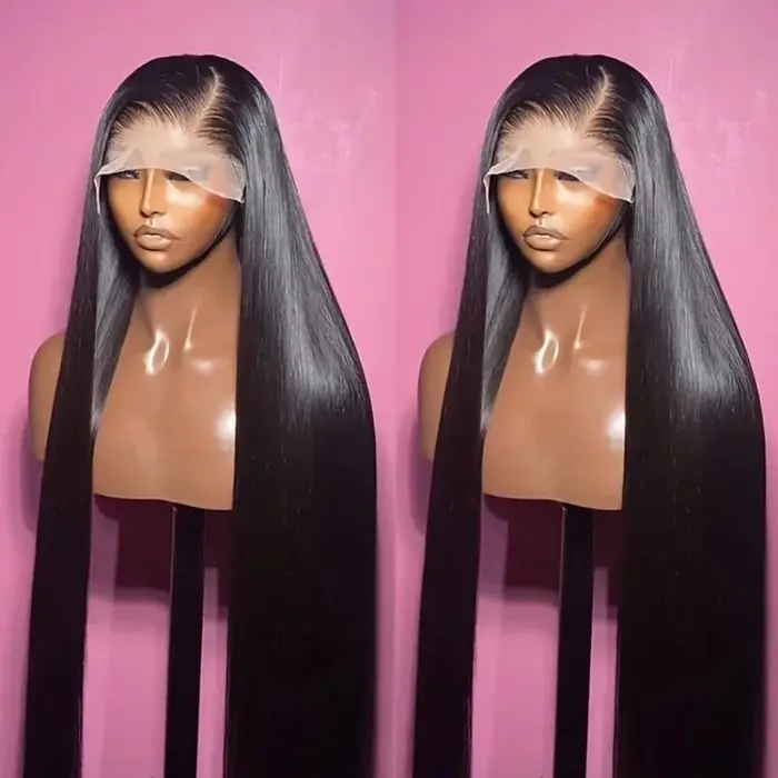 Perruques de cheveux humains lisses de 40 pouces