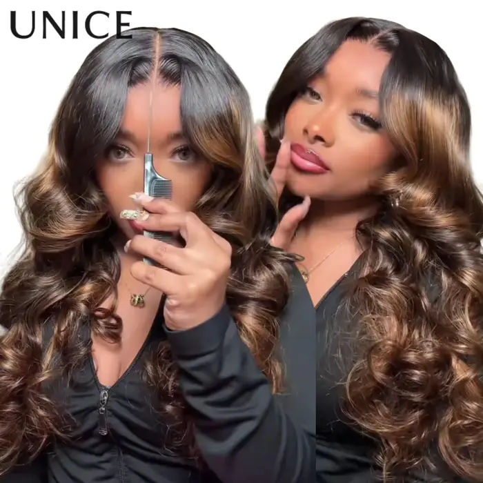 UNice 7x5 Bye Bye Slip ™   Balayage mettre en évidence la perruque sans colle de cheveux humains de 