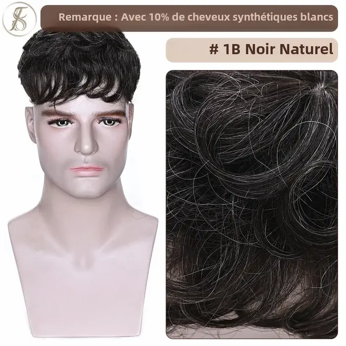 TESS hommes système de remplacement de cheveux 35g hommes toupet 16x19 cm perruque de cheveux humains hommes prothèse capillaire mâle pince dans les Extensions de cheveux